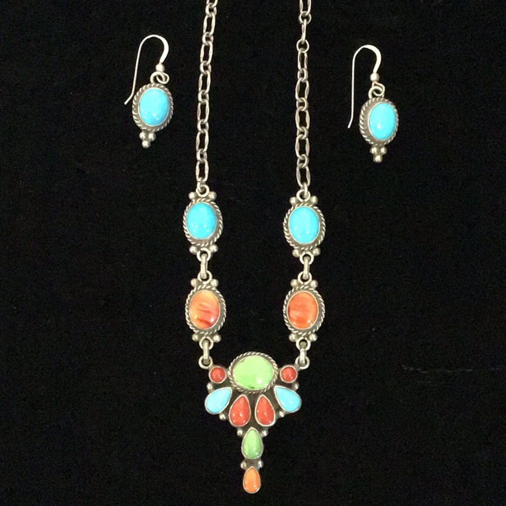 Multi-Stone Necklace and Earring Set
